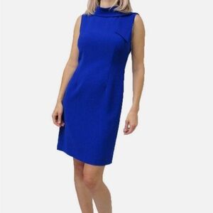 NWT Alex Marie Corrin Tie Detail Mock Neck Crepe Sheath Dress